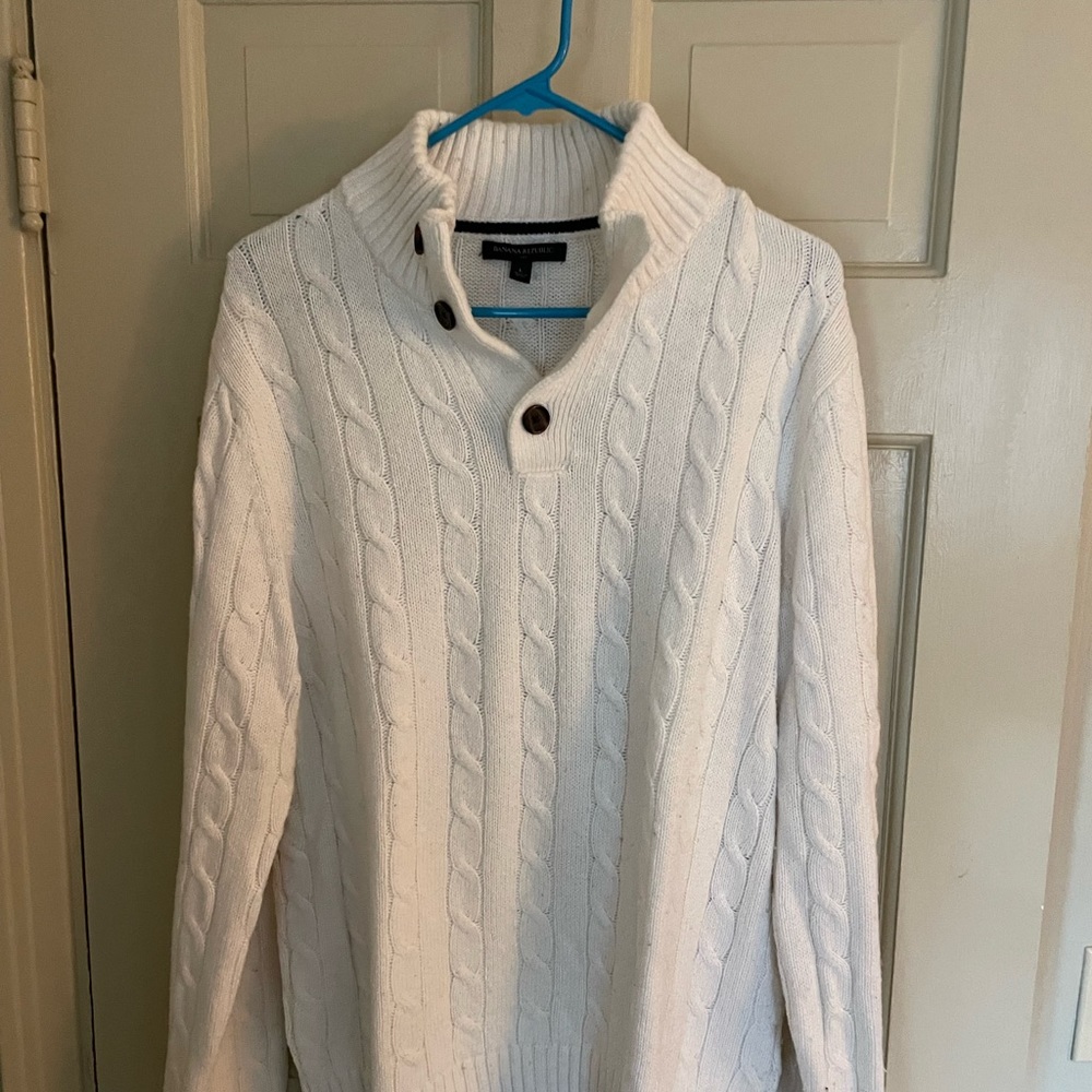 White Cable Knit Banana Republic Sweater